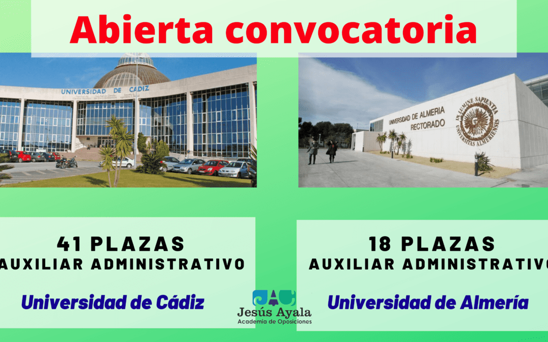 Abierta convocatoria 59 plazas Auxiliar Admin. Universidad de Cádiz y Almería