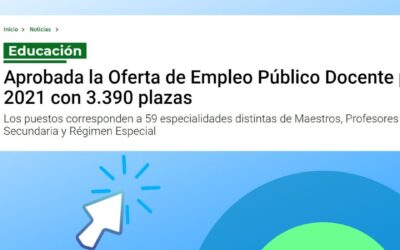 Aprobada la Oferta de Empleo Público Docente para 2021 con 3.390 plazas