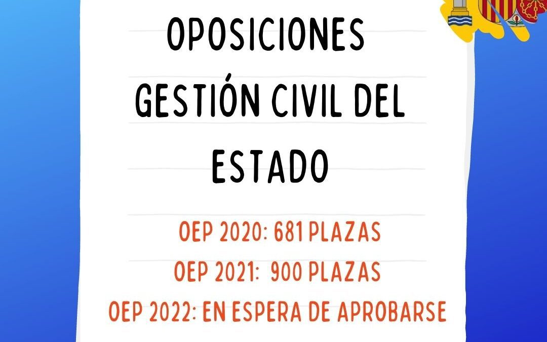 Nuevo grupo oposiciones Gestión Civil del Estado – OEP 2020: 681 plazas + OEP 2021: 900 plazas