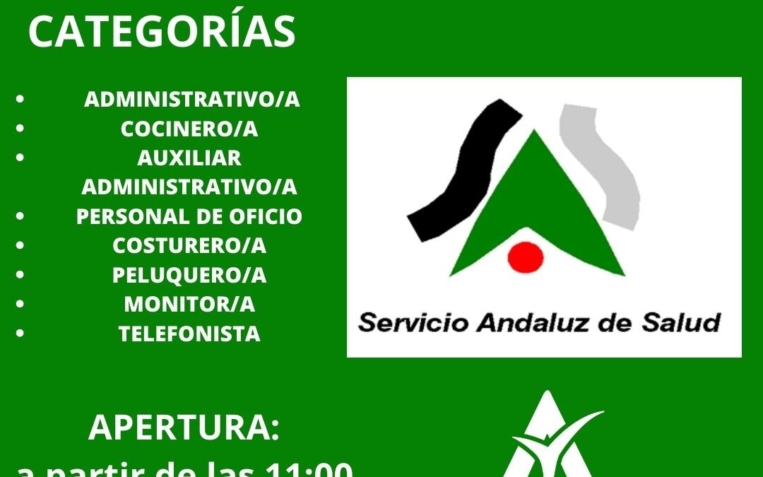 Abierta la Bolsa de Trabajo de varias categorías del Servicio Andaluz de Salud (SAS)