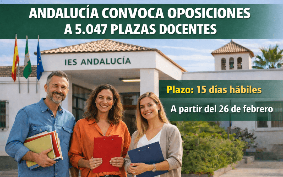 Andalucía convoca oposiciones a 5.047 plazas docentes en Secundaria, Música y FP