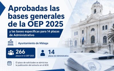 Aprobadas las bases generales de la OEP 2025 y las bases específicas para 14 plazas de Administrativo del Ayuntamiento de Málaga