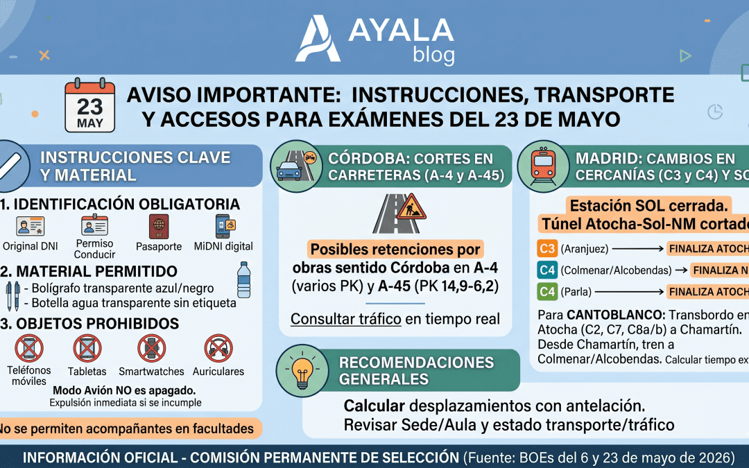Aviso para los exámenes del 23 de mayo: instrucciones, cortes en Córdoba y cambios en Cercanías Madrid