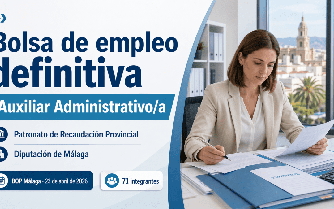 Bolsa de empleo definitiva de Auxiliar Administrativo/a en el Patronato de Recaudación Provincial de Málaga