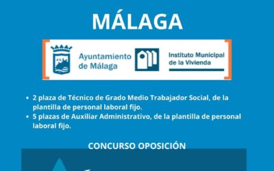 5 Plazas de Auxiliar Administrativo y 2 de Trabajador/a Social (entre otras) en el Instituto Municipal de la Vivienda de Málaga