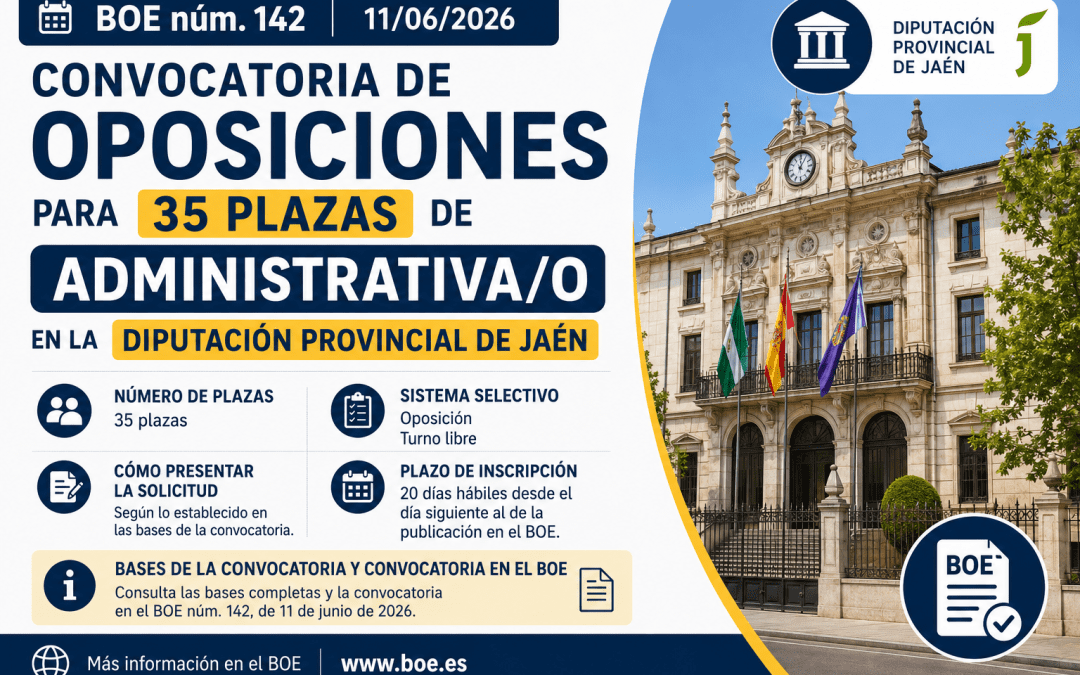 Convocatoria de oposiciones para 35 plazas de Administrativa/o en la Diputación Provincial de Jaén