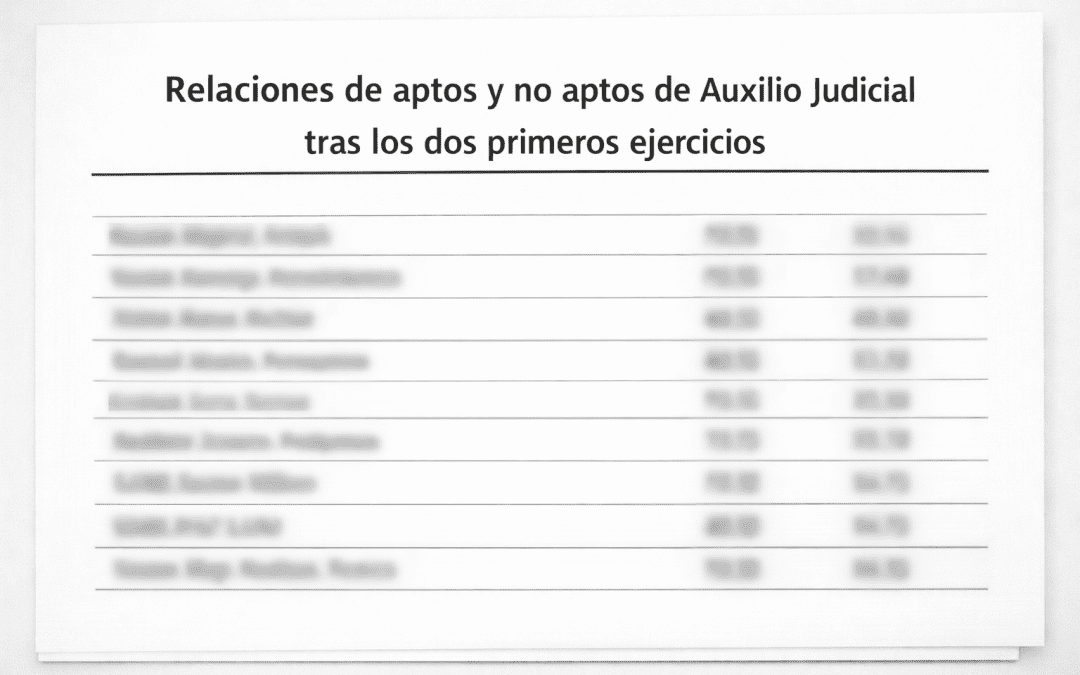 Publicadas las relaciones de aptos y no aptos de Auxilio Judicial tras los dos primeros ejercicios