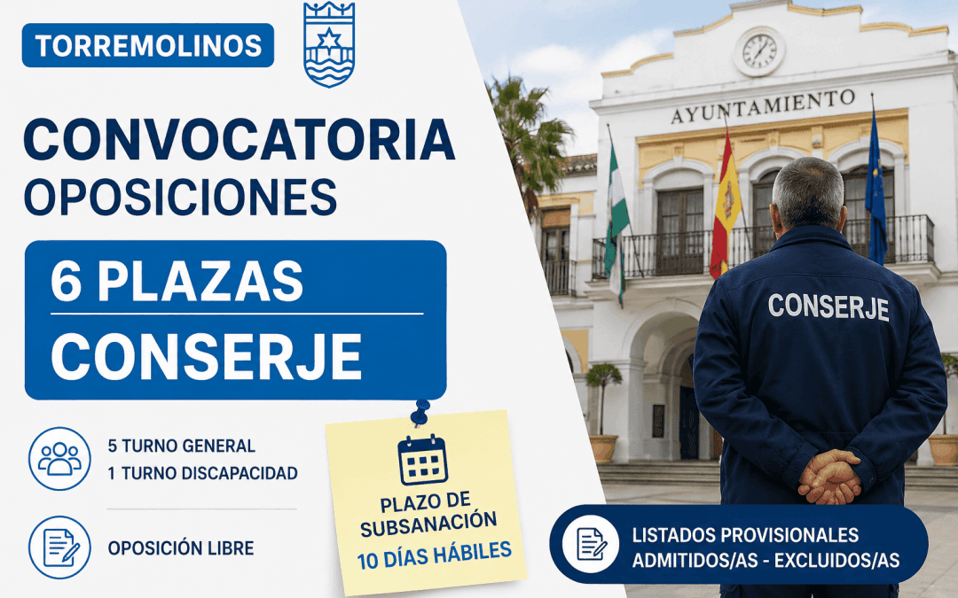 Publicadas las listas provisionales para 6 plazas de Conserje en Torremolinos