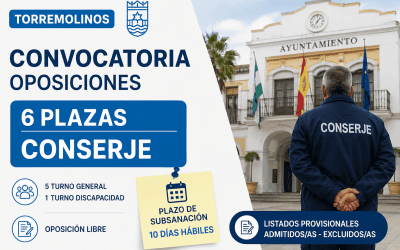 Publicadas las listas provisionales para 6 plazas de Conserje en Torremolinos