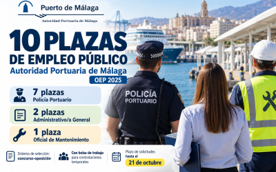 Convocatoria de oposiciones para 10 plazas de Policía Portuario, Administrativo y Oficial de Mantenimiento en el Puerto de Málaga