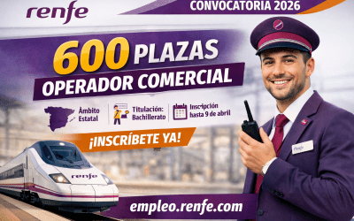 Convocatoria de empleo público para 600 plazas de Operador Comercial en Renfe (ámbito estatal)
