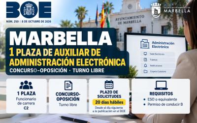Convocatoria de oposiciones para 1 plaza de Auxiliar de Administración Electrónica en Marbella