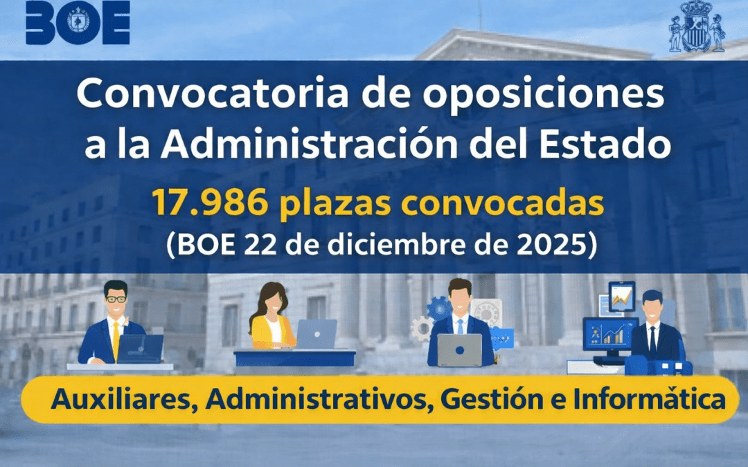 Convocatoria de oposiciones a la Administración del Estado: 17.986 plazas de Administrativo, Auxiliar, Gestión e Informática de la Administración del Estado