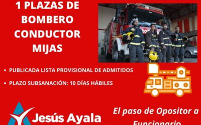 Lista Provisional de Adminidos de 1 Plaza de Bombero-Conductor en Mijas (Málaga)