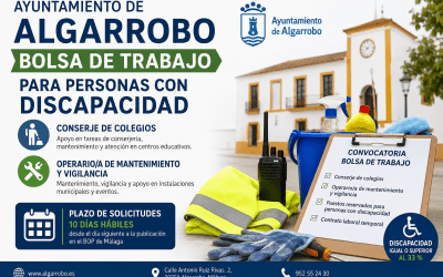 El Ayuntamiento de Algarrobo convoca una bolsa de trabajo para conserjes y operarios de mantenimiento reservada a personas con discapacidad