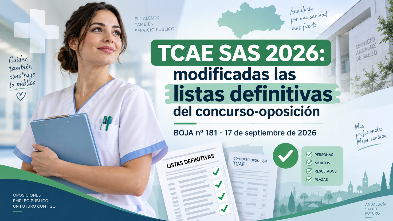 El SAS modifica las listas definitivas de TCAE del concurso-oposición 2022, 2023 y 2024