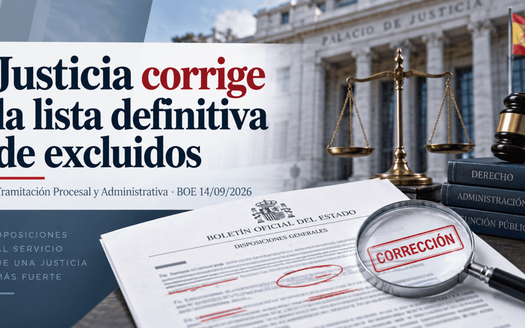 Justicia corrige la lista definitiva de excluidos de Tramitación Procesal y Administrativa