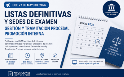 Listas definitivas de admitidos y excluidos y sedes de examen de Gestión Procesal y Tramitación Procesal, promoción interna