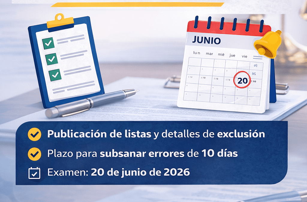 Listas provisionales y fecha de examen para Gestión y Tramitación Procesal