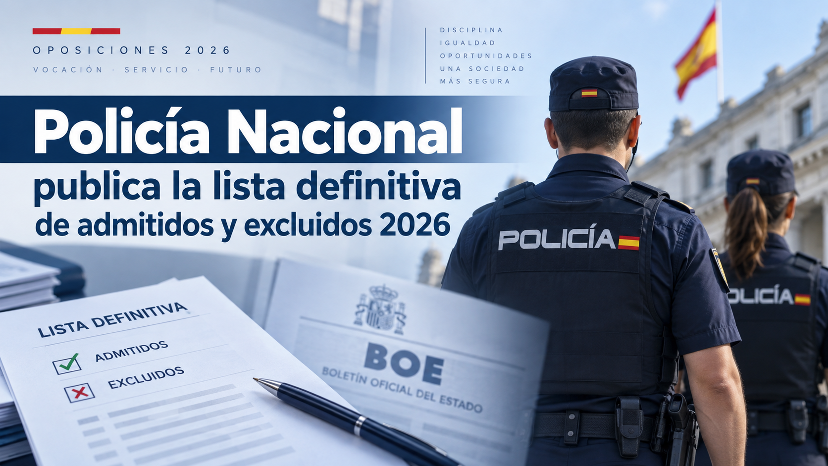 Policía Nacional publica la lista definitiva de admitidos y excluidos para el ingreso en la Escala Básica