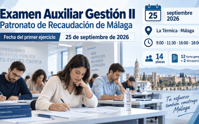 Publicada la fecha de examen para 14 plazas de Auxiliar Gestión II en el Patronato de Recaudación de Málaga