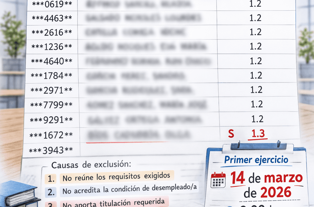 Publicada la lista provisional y fecha de examen para Gestión de la Seguridad Social (especialidad Auditoría y Contabilidad.)