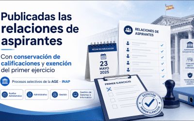 Publicadas las relaciones de aspirantes con conservación de calificaciones y exención del primer ejercicio en procesos selectivos de la AGE