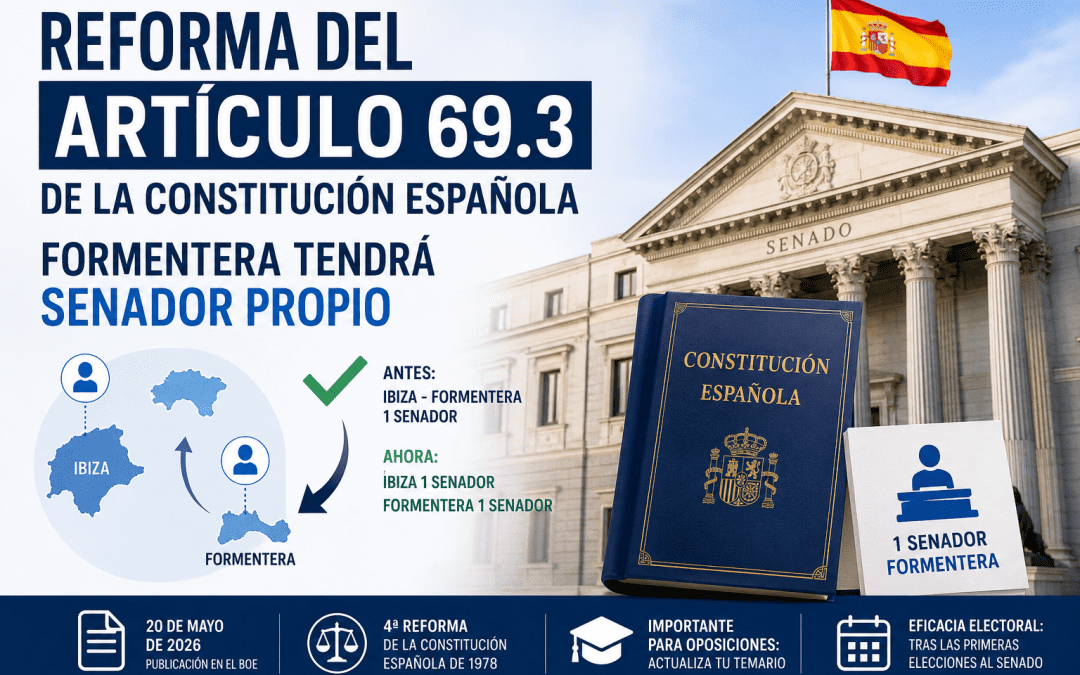 Reforma del artículo 69.3 de la Constitución: Formentera tendrá senador propio y los opositores deberán actualizar sus temarios