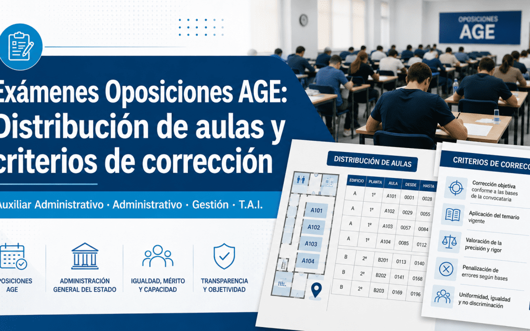 Publicada la distribución de opositores por aula y los criterios de corrección de las oposiciones AGE: Auxiliar, Administrativo, Gestión y Técnico Auxiliar de Informática