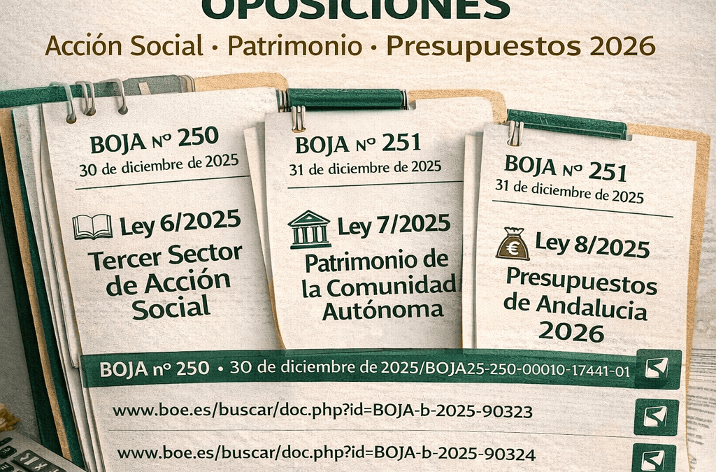📰 Publicadas tres leyes andaluzas clave para oposiciones: acción social, patrimonio y presupuestos 2026